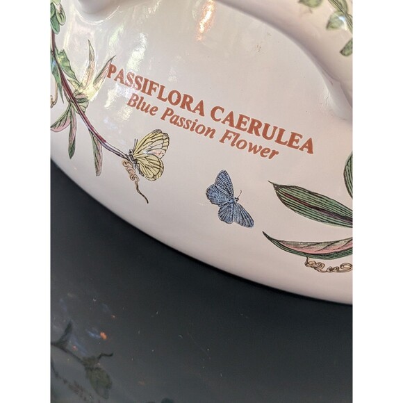 Portmeirion Botanic Garden VTG Blue Passion Flower Lg Metal Enamel Casserole Pot - Picture 3 of 16